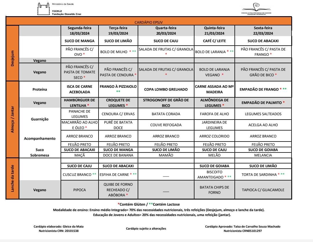 epsjv_gremio's tweet photo. boa noite, politécnicos!! 
segue o cardápio da semana🍽️👇 https://t.co/K84z51o8Z9