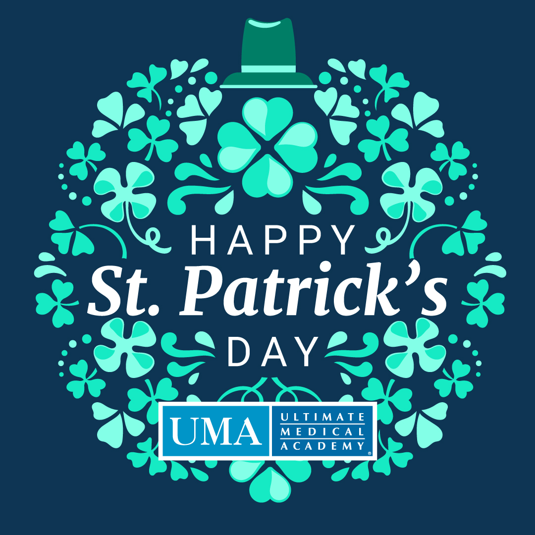 Happy St. Patrick’s Day, UMA! 🍀 We are lucky to have such awesome students and alumni! 💙 🐾  #StPatricksDay #UltimateMedicalAcademy