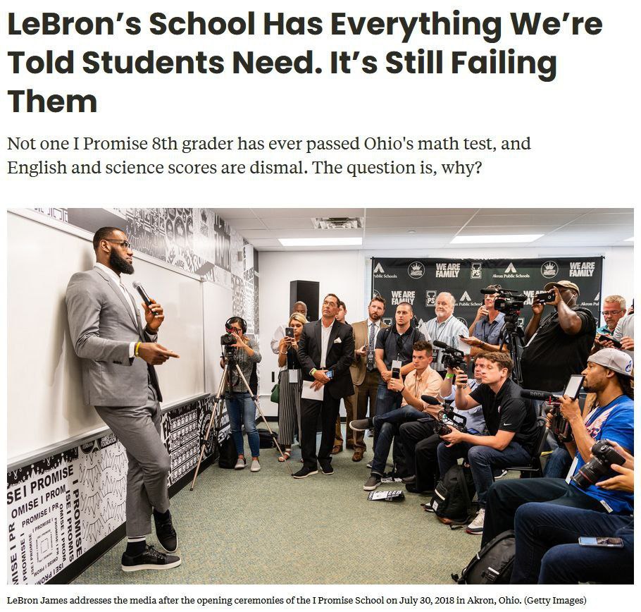 NEBRI E MATEMATICA

Il noto giocatore di pallacanestro LeBron James aprì una scuola per dare ai bambini neBri le migliori opportunità di studio.

A distanza di 6 anni, nessuno degli studenti della terza media è stato in grado di passare il test statale di matematica, ed anche i…
