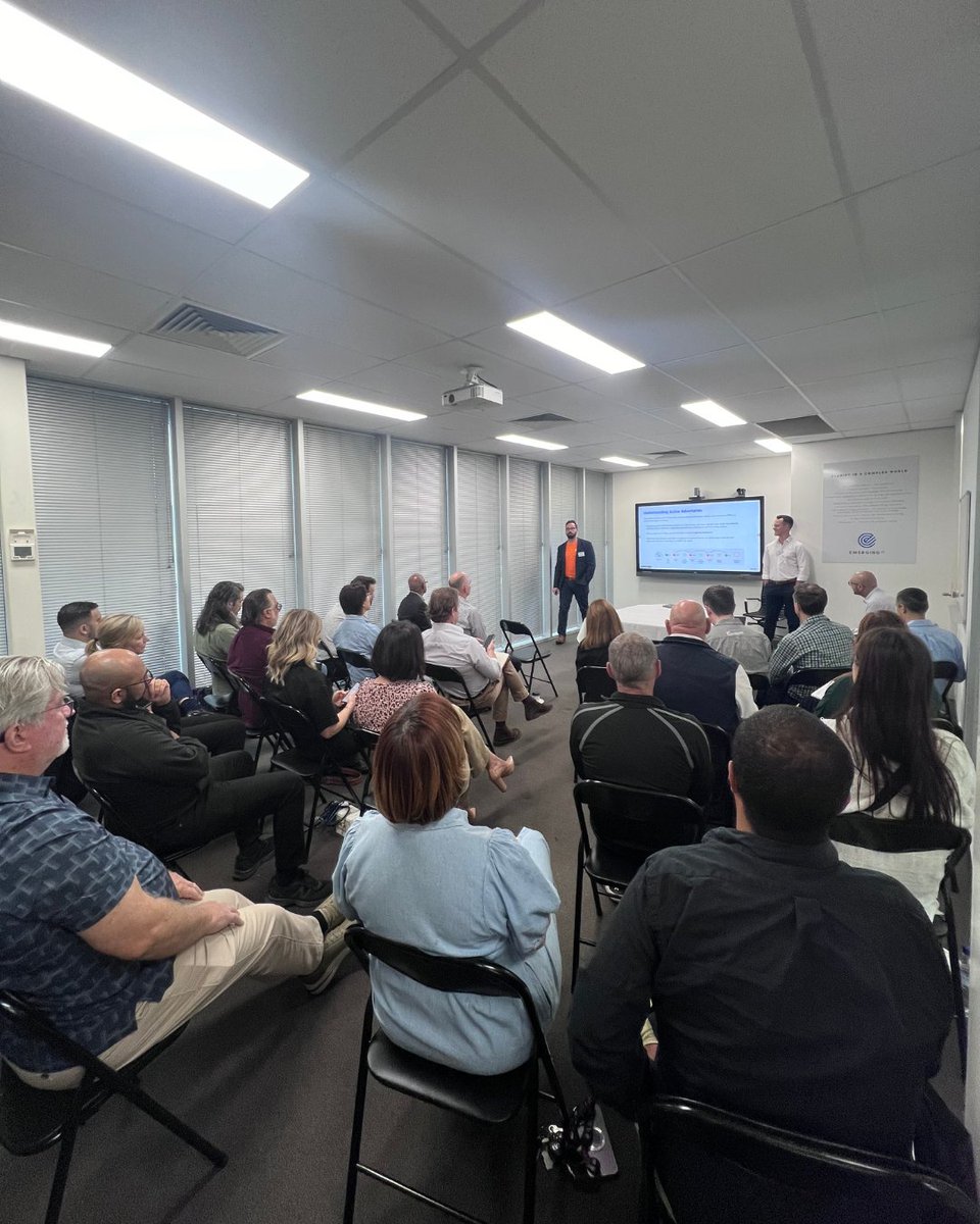 EmergingITAus's tweet photo. Last Friday's Wrap-Up! 📸 Sneak a #peEkIT on some shots
Thank you to all who attended 👐
Shoutouts to our speakers, Chris G. from Sophos, Philipp Rieth from Emerging IT, and MC Christos from Emerging IT.
#cybersecurity #hackingdemo #businessevent #event #techevent https://t.co/eS95BcBjIM
