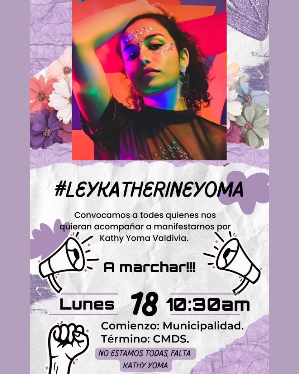 DIFUNDIR | Se convoca mañana a las 10:30 hrs. frente a la municipalidad de #Antofagasta para exigir justicia para Katherine Yoma.

Marcha en dirección hacia la CMDS. 

#LeyKatherineYoma
#LeyKathyYoma
#NoMásVíctimasDelEstado