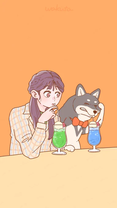 クリームソーダと柴犬。#柴犬執事 