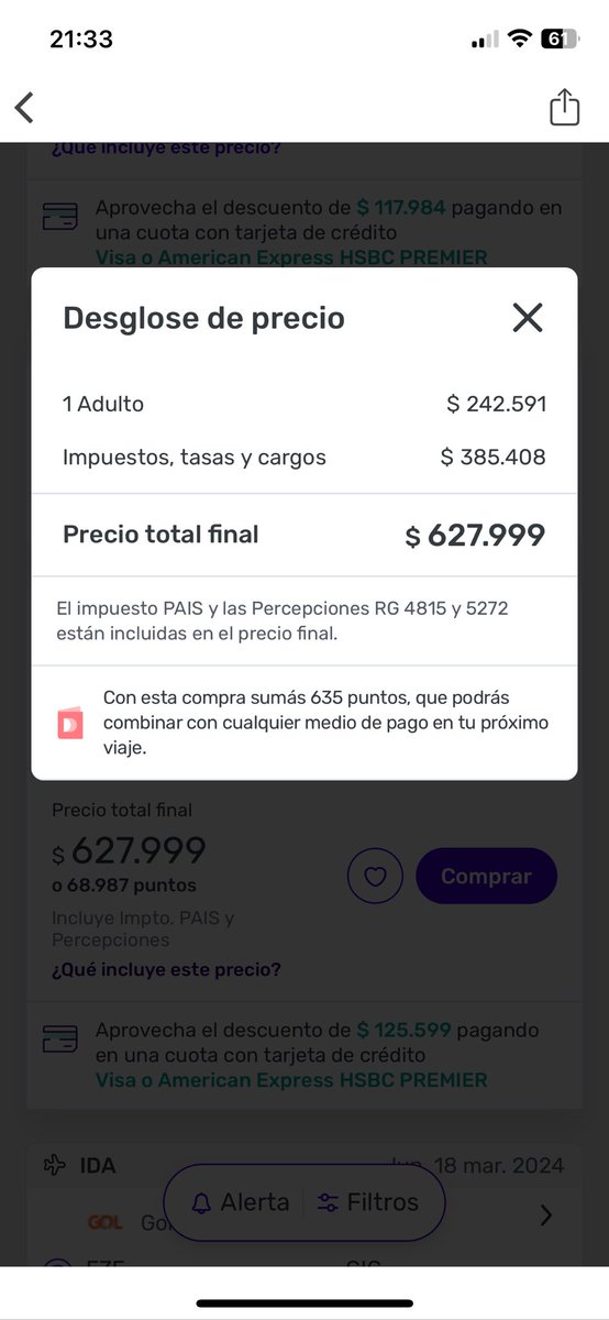 Me quería ir a Brasil unos días en marzo que es más barato y como Milei iba a sacar impuestos dije vamos a darle. Ah no para. Le estoy pagando otro pasaje al gobierno. Como es posible Alberto? Ah no para. Nos gobierna Milei.

Pasaje 245k
Tugo se lleva 385k 

No la estaría viendo.