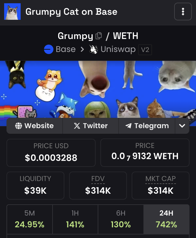 GrumpyCatonBase's tweet image. $GRUMPY just reached another ATH. Grumpy is going to be on @DeBankDeFi and @warpcast_ soon. Keep an eye anon.
$BOGE $BSHIB $PBB $THC $TUX