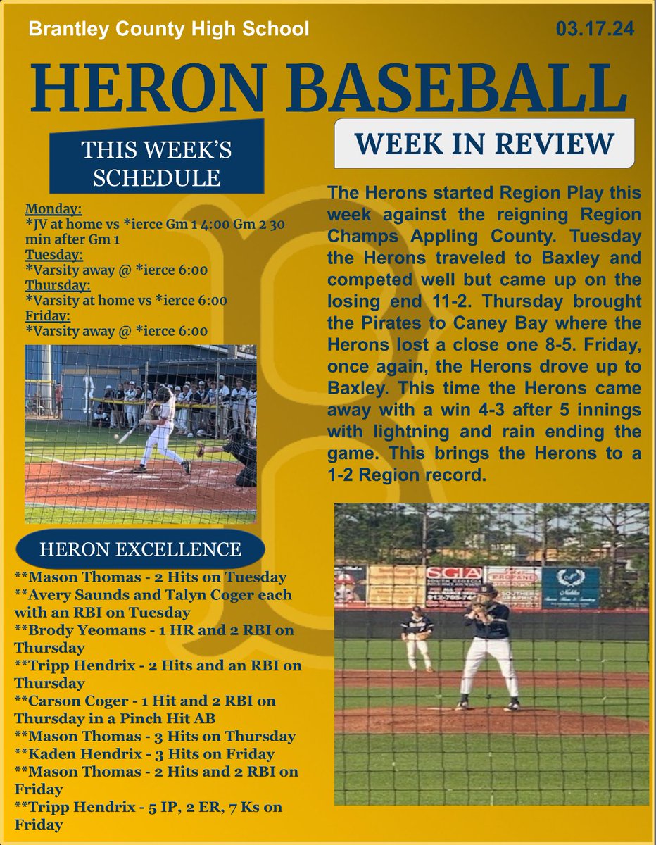 #GOHERONS #EXCELLENCEvsSUCCESS #DOTHEWORK 1st week of region play.