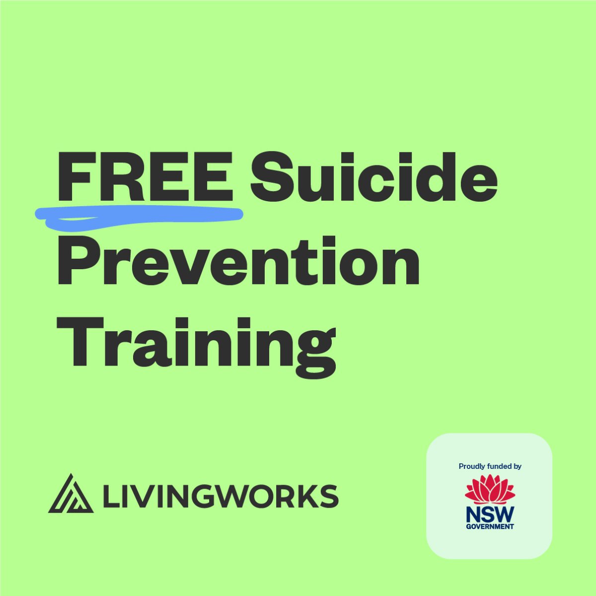 Learn the world's leading suicide prevention skills training to support young people at school, in community and at home - visit @LivingWorksAus during #CAMH24 for more detail on training currently available for free funded by NSW Health hubs.li/Q02pynhB0