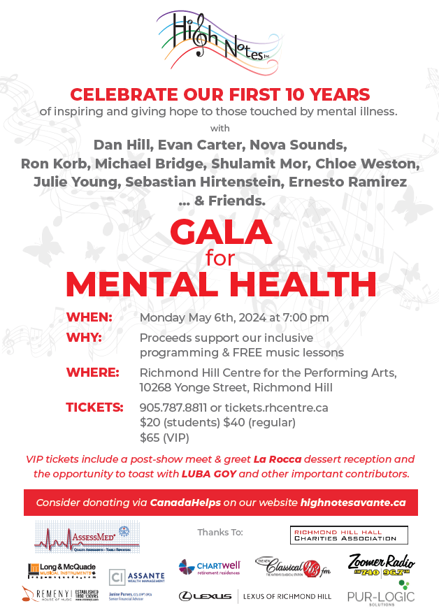 SingWellProject's tweet photo. Join our partner High Notes Avante for their 10th Anniversary Celebration @HighNotesGala! All proceeds will go towards helping them continue their free initiatives for mental health in the Greater Toronto Area.
 Tickets: https://t.co/9V4ia8YFZC
#WeAllHaveAStory #BenefitsOfSinging https://t.co/MNKG2O1Coa