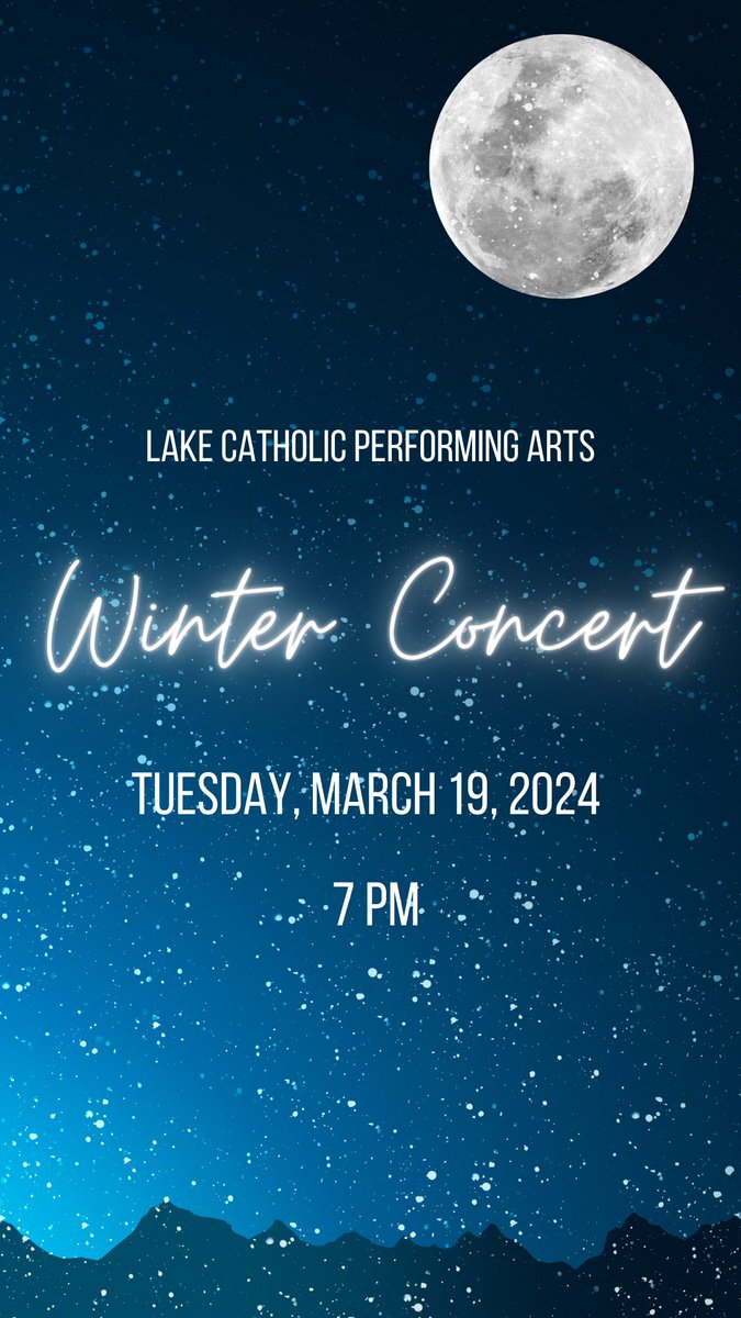 PerfArtsLCHS's tweet photo. We hope you can join us in the auditorium at 7pm this Tuesday, March 19 for our Winter Concert. @lakecatholic @rollcougz23 https://t.co/p6qOW9zVFX