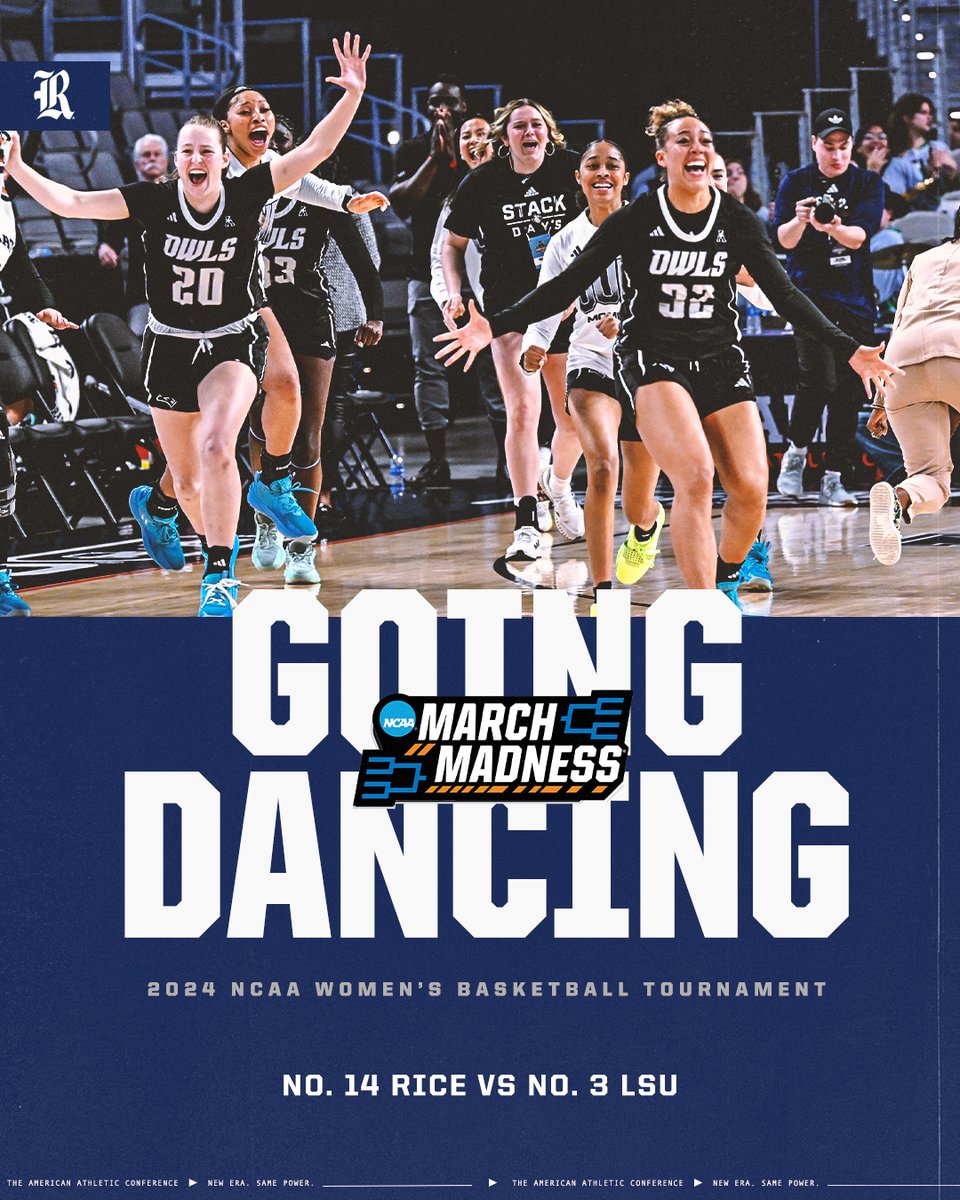 RICE IS DANCING! 💃

No. 14 Rice will head to Baton Rouge to face No. 3 LSU in the first round!

#AmericanHoops x <a href="/RiceWBB/">Rice Women’s Basketball</a>