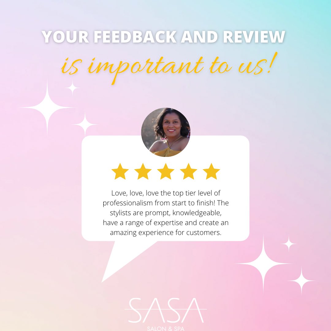 SASAHairMakeup's tweet photo. Hey there! We love when our awesome clients drop us some feedback! Check out this great review from our client Ashala! Want to get 10% off your next visit? Just hit us up with a Google review! https://t.co/RfAharirHu