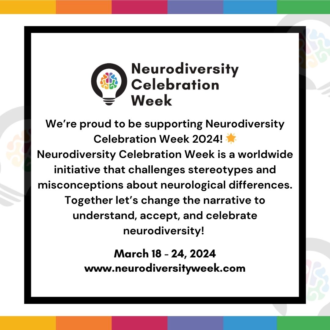 We’re proud to support #NeurodiversityCelebrationWeek! 🌟 A worldwide initiative to challenge stereotypes & misconceptions. Let's change the narrative to understanding, acceptance & inclusion!  neurodiversityweek.com #neurodivergent #neurospicy #inclusion #differentnotless