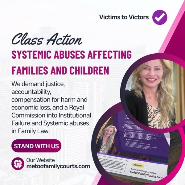 Calling all victim survivors of family law abuse to join this class action. MeTooFamilyCourts.com #MeTooFamilyCourts