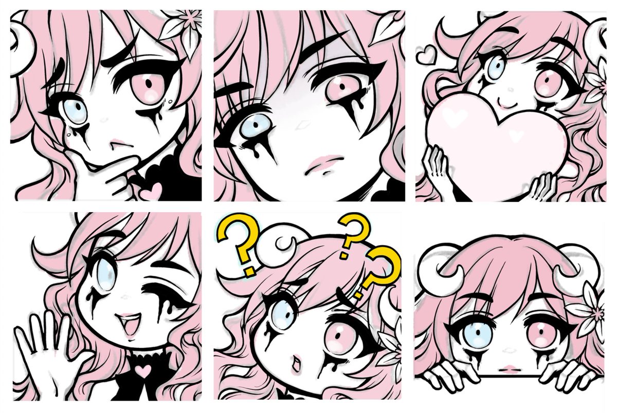 Working on Emotes, Doing the line art for them all before moving onto flats and gradients. Thanks everyone who came to the stream today!!! love you all <3