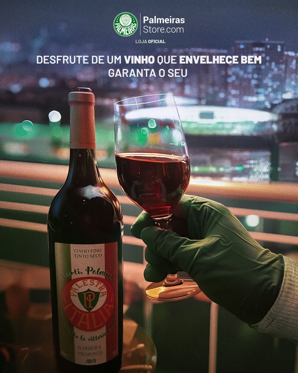 Palmeiras's tweet image. Um boa noite para a #FamíliaPalmeiras após uma classificação com goleada 😁👋

Bora comemorar? Adquira seu kit vinho licenciado na Palmeiras Store 🍷 ➤ bit.ly/4a2CkDa

#AvantiPalestra