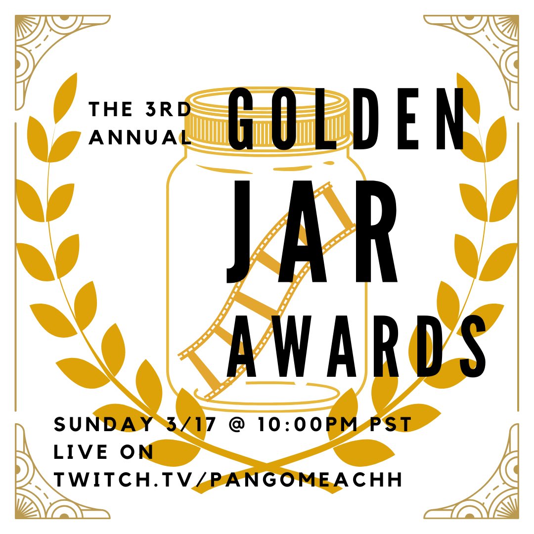 Tonight @ 10PM PST
Live on Twitch we will be announcing the winners for the 3rd annual Golden Jar Awards