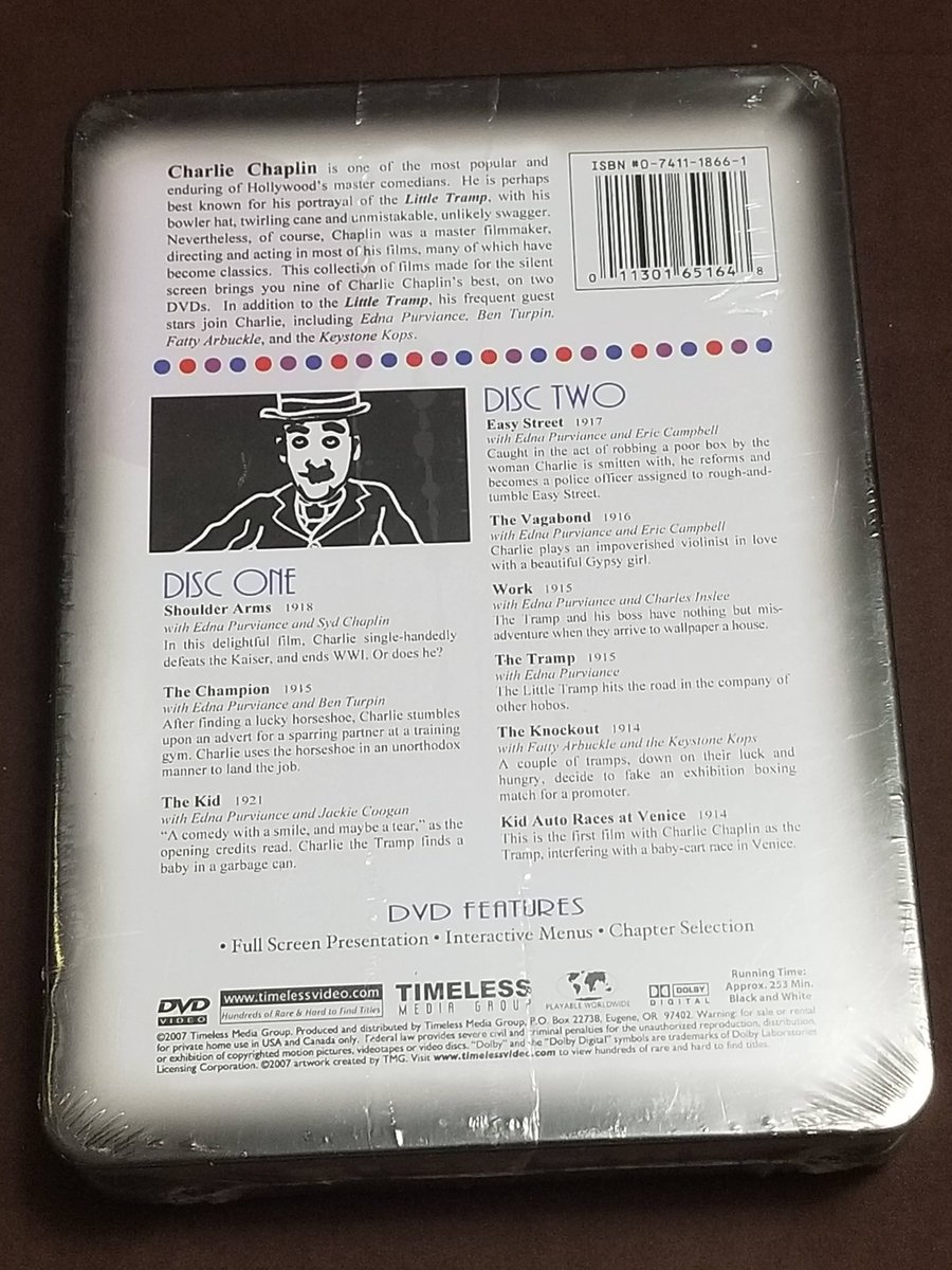 VINTAGE #CharlieChaplin 2 DVDs 2008 2-Disc Set #GiftTin Box NEW sealed FREE SHIP 

#DVDsforsale #vintageDVDS #giftboxed #collectibletin #thelittletramp #silentmovies #slapstickcomedy #comedyclassics #ebayfinds #giftideas #uniquegifts #ebayfinds

ebay.com/itm/2665721932… #eBay