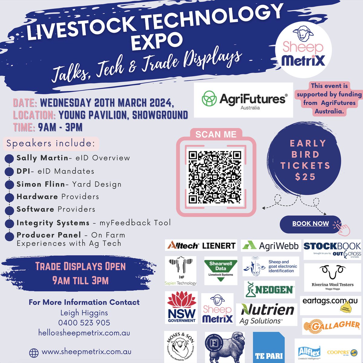 Excited for Livestock Tech Expo tomorrow! Join us at Young Pavilion for a day packed with Ag Tech insights and innovations! 🐑🚜 Discover top Sheep eID Equipment from Te Pari, Prattley/Datamars, chat with Moses & Son about our latest tech gear.  #LivestockTechExpo