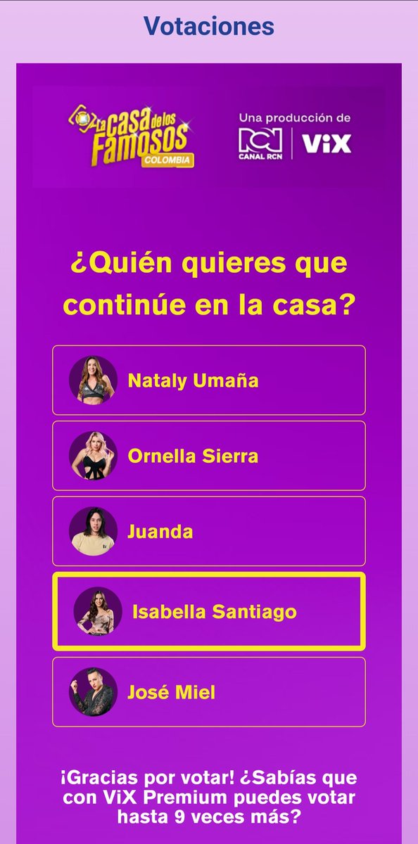 Votando por Isabella Santiago... #LaCasaDeLosFamososCol Que se quede Lala... #TeamCielo @LaCasaFamososCo #LaCasaDeLosFamososColombia