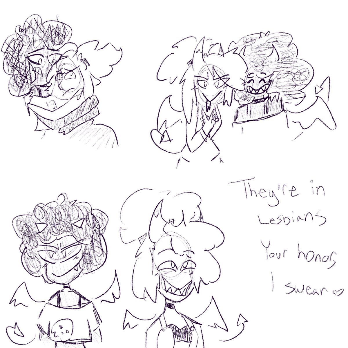 TellyTeal's tweet photo. They say chicken noodle soup is good for the soul. I find Sapphics are just as good.
(I’ve been watching Helluva boss all day since I’m sick, so I doodled them)
#HelluvaBossFanart #helluvabosscoco #Helluvabossapple https://t.co/DI6h2SLD0X