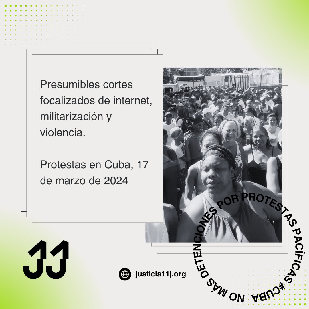 #URGENTE Desde Justicia 11J damos seguimiento a las protestas pacíficas que han sucedido en Santiago de Cuba y Bayamo (Granma). En fotos y videos hemos constatado la presencia de fuerzas represivas en ambos escenarios. En Bayamo se desató la violencia estatal. 1/