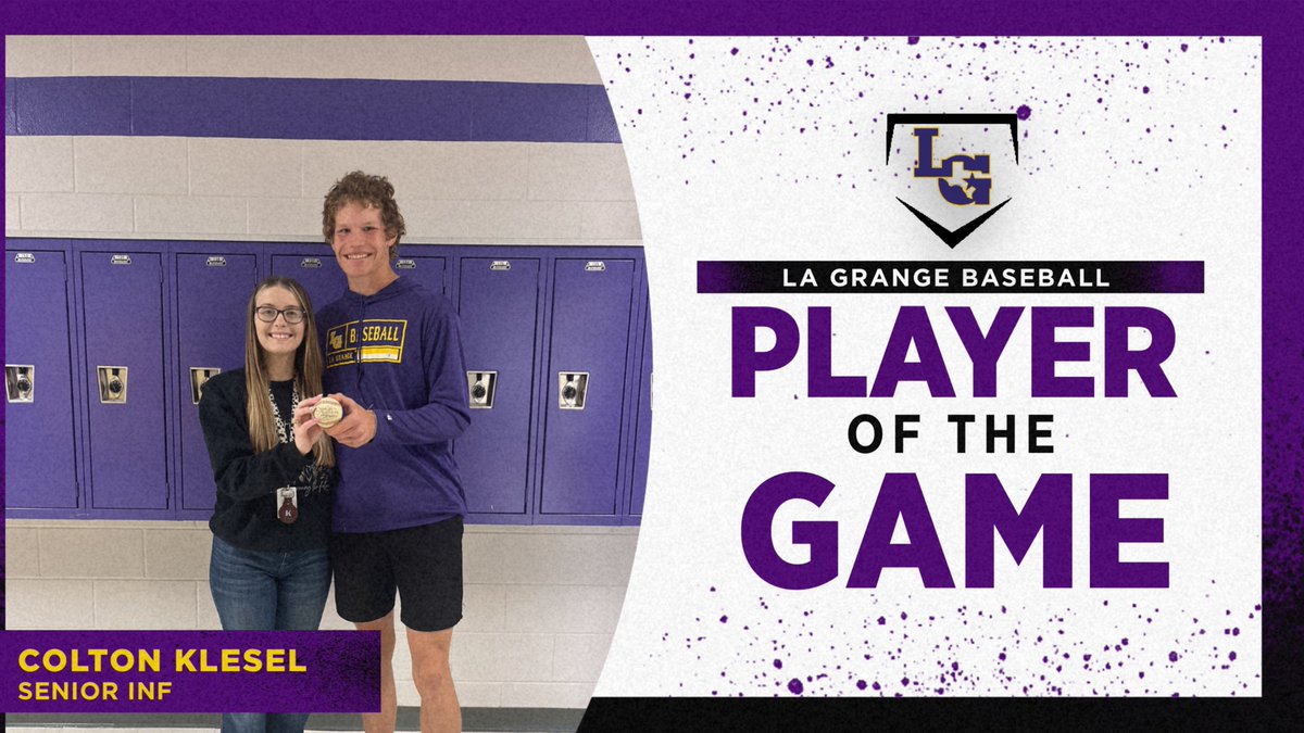 Congratulations Colton Klesel!!!!!  He was Player of the Game vs Liberty. He chose Mrs. B to give his game ball to.