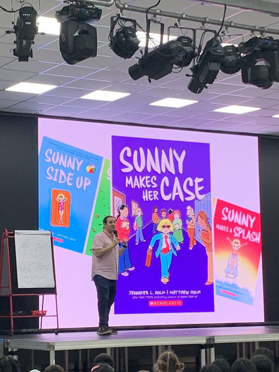 Got to watch the amazing Matthew Holm, co-creator of “Babymouse”, “Squish” and “Sunny Side Up” speak at AISG today. It was amazing to hear how he and his sister storyboard and put their ideas together! #aisgz #ramnation #gorams