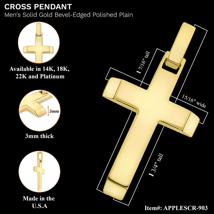 14K Solid #Gold Bevel-Edged #Cross #Pendant for #Men made in the #USA - fully solid through and through, from Apples of Gold Jewelry - SHOP: applesofgold.com/14K-Solid-Gold… #Men #MensFashion #MensStyle #Style #Fashion #Jewelry #GoldJewelry #GoldCross #GoldCrosses #CrossNecklace #Crosses…