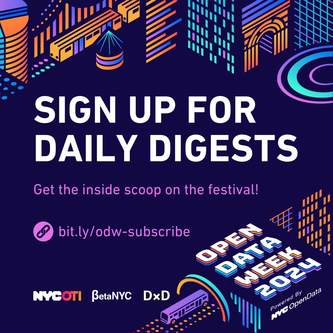 It's day THREE of NYC #opendataweek 2024, & we have a lot in store for you! 📊 Today's events include workshops on demographic data, population landscapes, climate dashboards, data cleaning, & much more! Learn more at bit.ly/odw-ddmar18. @NYCOfficeofTech @DataXDesign