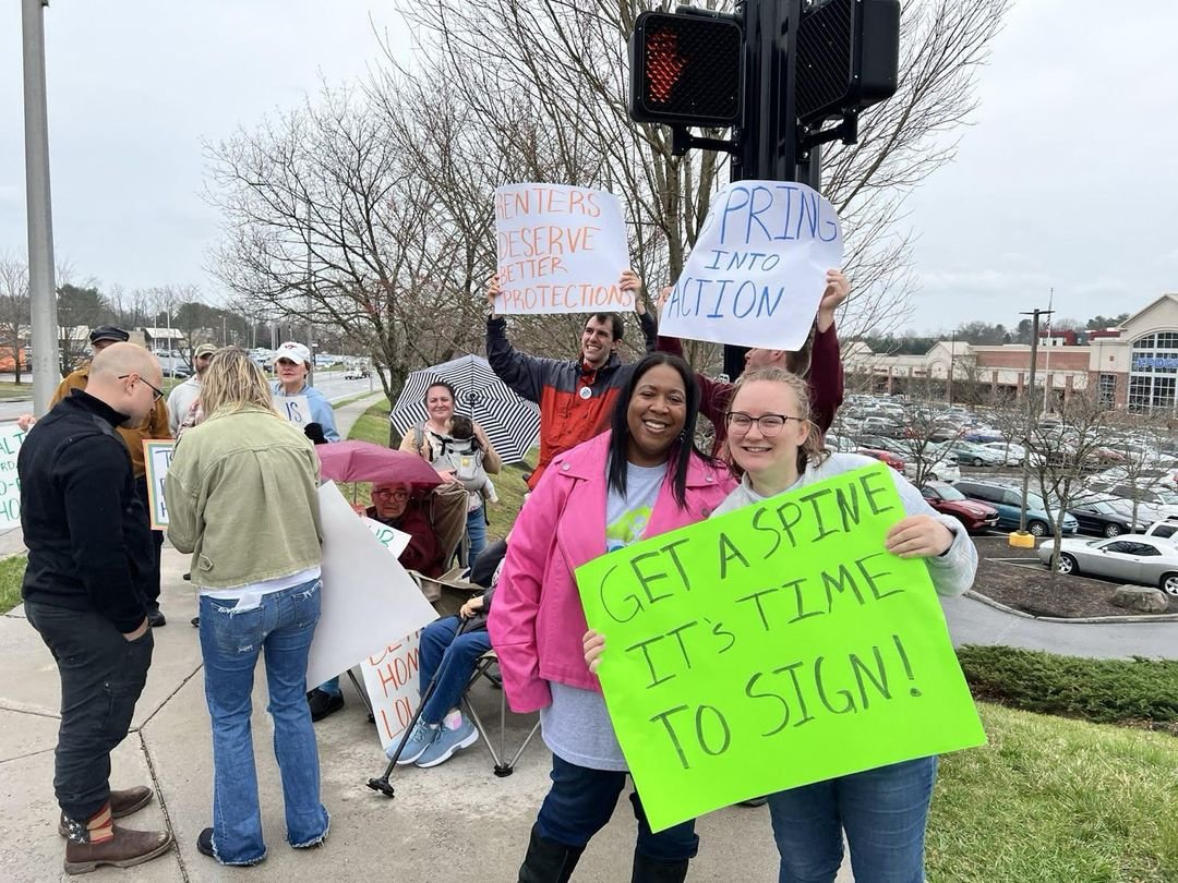 Virginia Organizing pushed 3 housing bills through the General Assembly this session. They're sitting on the Governor's desk but he's threatening to veto--so we're showing up everywhere to force him to Sign The Bills!
