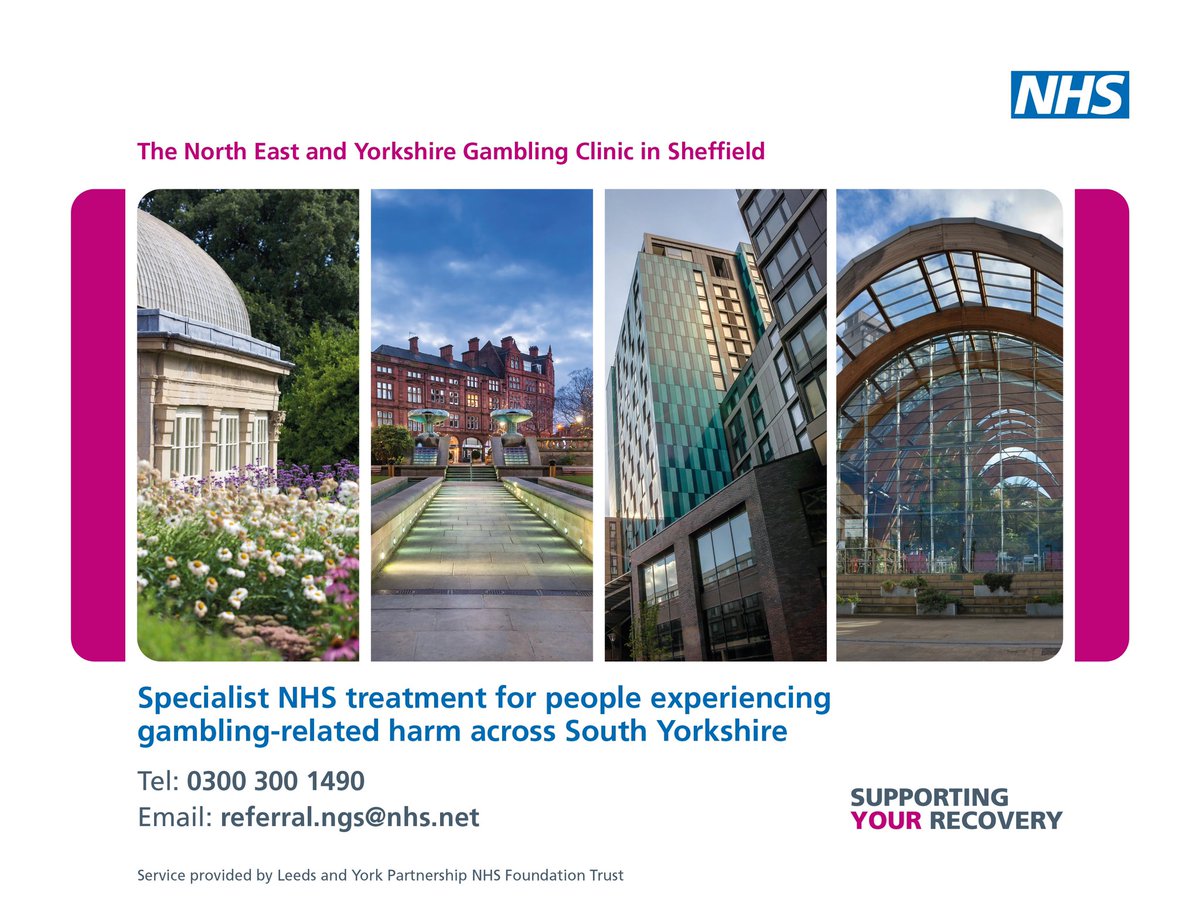 Today we launch the NHS Gambling Clinic in Sheffield, for the South Yorkshire region. This is the last of the 15 @NHSEngland clinics to open. Please come forward if you are struggling. It is life changing evidence based treatment and support. 👇