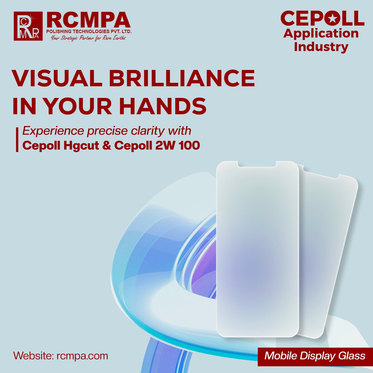 rcmpaglobal's tweet image. See your mobile screens come alive with brilliance and clarity with Cepoll Hgcut, Cepoll Massprod, Cepoll Razorcut, and Cepoll 2W 100.

Visit us at rcmpa.com to know more about us

#Cepoll #PolishingPowder #RCMPA #Rareearth #rareearthsalts #Makeinindia