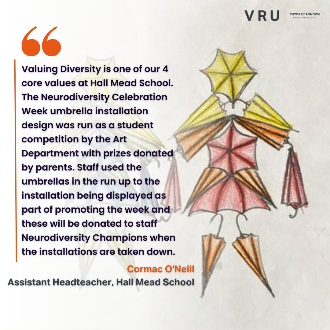 🧡 We are celebrating #NeurodiversityCelebrationWeek through our partnership with @ADHDFoundation in 20 London schools. This includes: ✔️ Specialist resources ✔️Colourful umbrella installations ✔️Promoting inclusion in schools through #LondonsInclusionCharter. Read more ⬇️