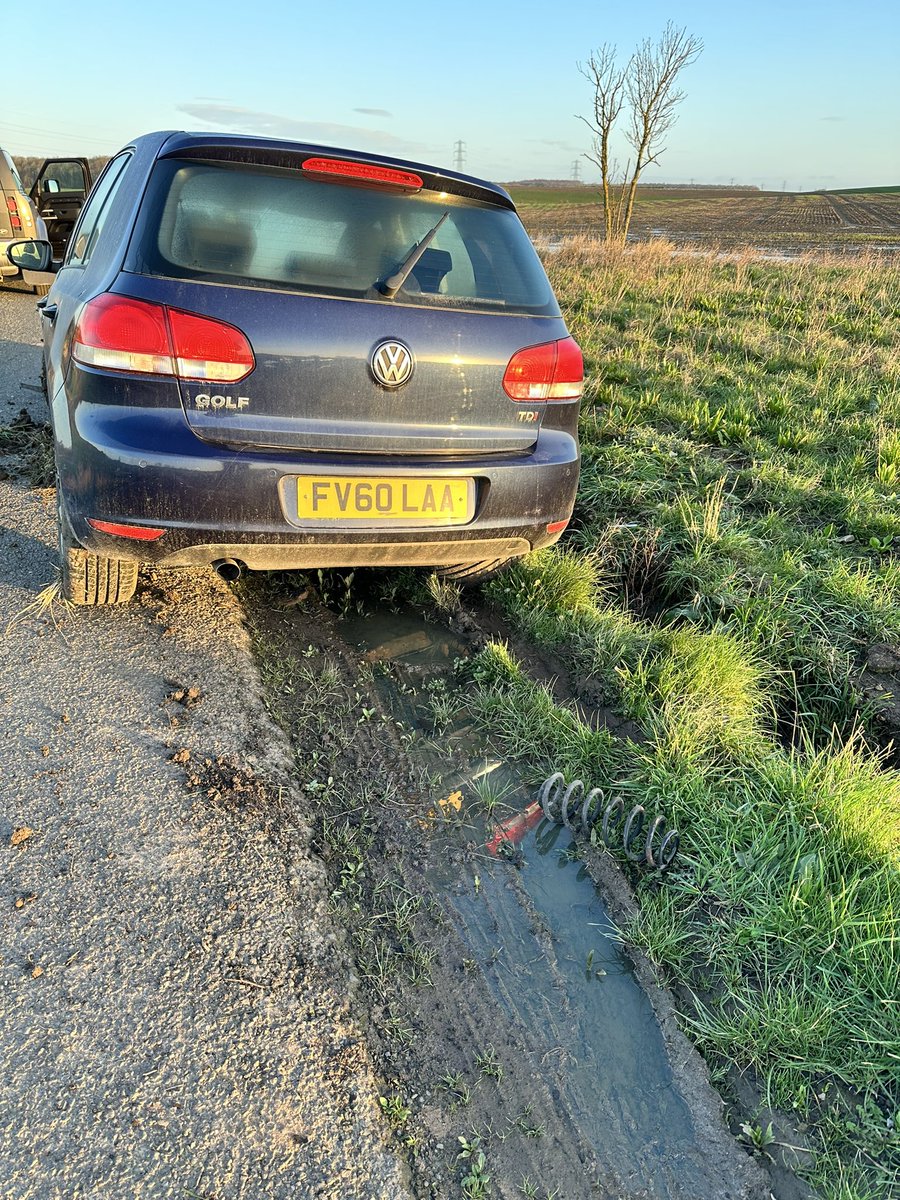 JamesWatson34's tweet photo. @NYorksPolice this car looks like it’s been abandoned on Westfield lane, near south Milford. I’ve tried to report it on the phone but no answer.  It’s a fairly big crash. https://t.co/FfeUo9sV4w