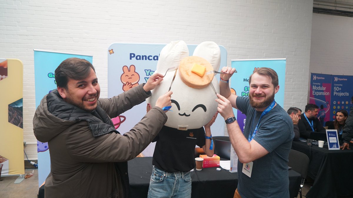 PancakeSwap's tweet photo. 🎉ETHGlobal London has come to an end! Thanks to the @ETHGlobal team @jacobwillemsma, @onunoreis, and to everyone who participated, shared insights, and fueled the discussion about PancakeSwap v4 and DeFi. 🥞

🙏We're deeply grateful for your overwhelming support. Dive deeper into our v4 innovations by checking out the announcement blog and whitepaper:

🎓https://t.co/rZDppnUKh5
✍🏻https://t.co/unyyglrw5c