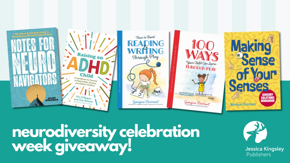 *RT & follow to be in for a chance of winning this bundle of books* Looking for tips on raising a child with #ADHD? How to be an excellent ally, activities to help your kids develop important skills? I’m giving away 5x @JKPBooks in honour of #neurodiversitycelebrationweek.