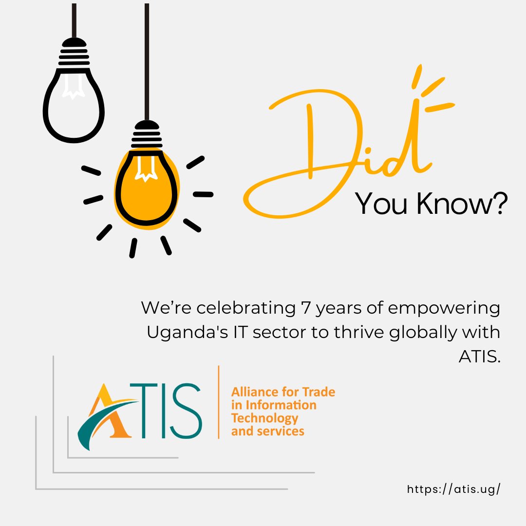 atisug's tweet photo. Celebrating 7 years of empowering Uganda's IT sector to thrive globally with ATIS. 🎉 Join us in shaping the future of trade and innovation!
#ATIS #innovation #IT #Uganda https://t.co/H7NmrxHpW0