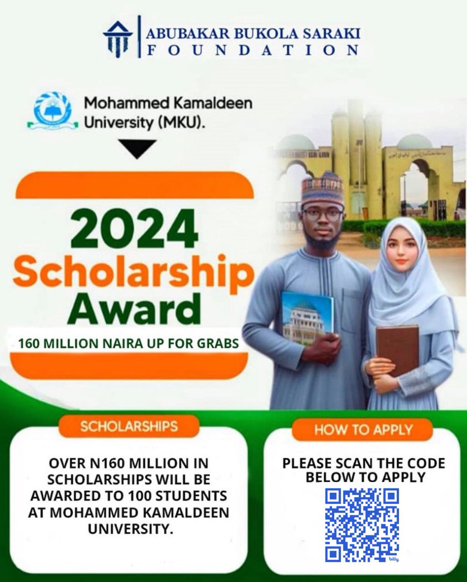 The Abubakar Bukola Saraki Foundation is pleased to invite eligible candidates to apply for another batch of its 2024 Scholarship Award program. Eligibility: Applicants must have been admitted to Mohammed Kamaldeen University at the time of application. Application process:…