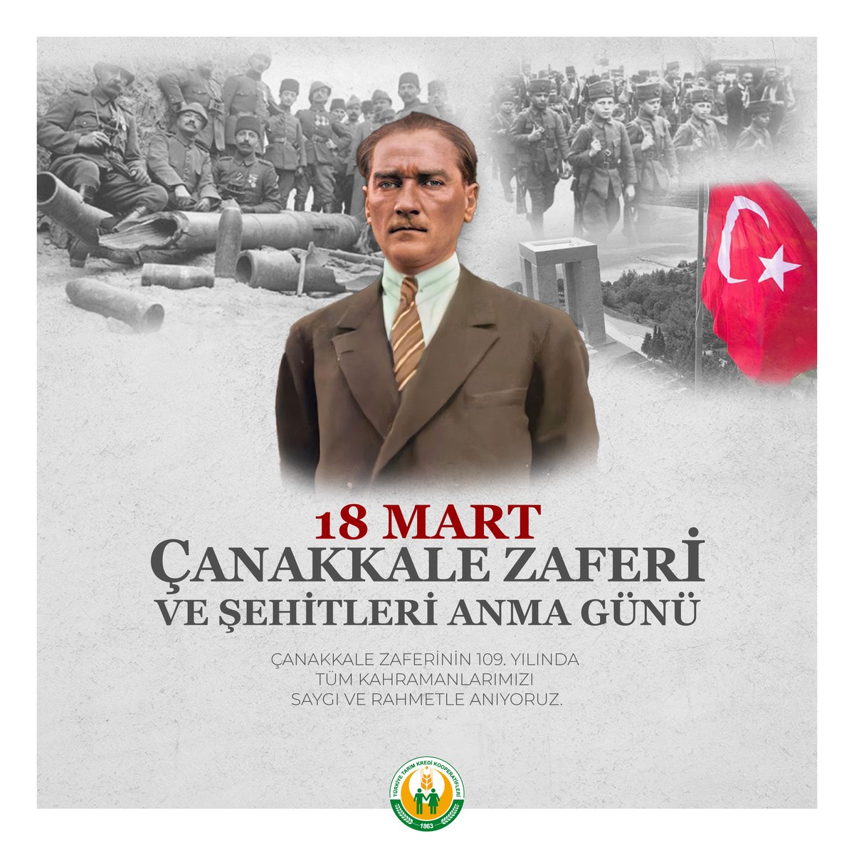 tarimkredi's tweet photo. 18 Mart Çanakkale Zaferi’nin 109. yıl dönümünde şanlı bir destana imza atarak bu toprakları bize ebediyen vatan kılan başta Gazi Mustafa Kemal Atatürk olmak üzere tüm şehitlerimizi saygı, minnet ve rahmetle anıyoruz. https://t.co/xxsvZLQt1H