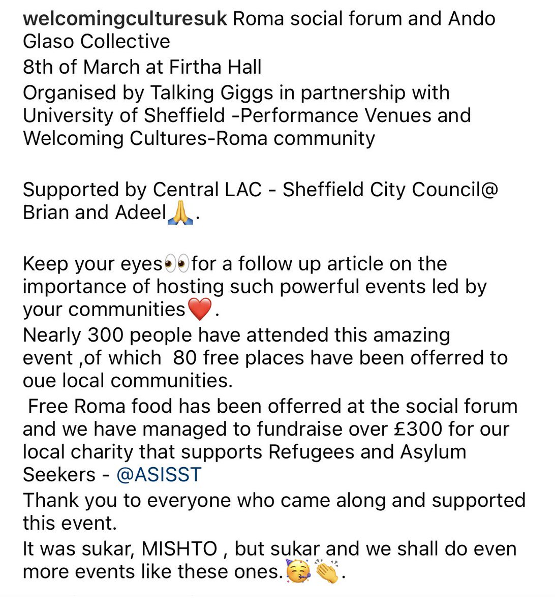 welcomingcult's tweet photo. What an amazing night☺️🙏🥰.

Roma Social Forum and Ando Glaso Collective Concert at Firth Hall Sheffield 
@Talkinggiggs @performancevenues @Melindammar  @Assist https://t.co/xmIRUZxCyE