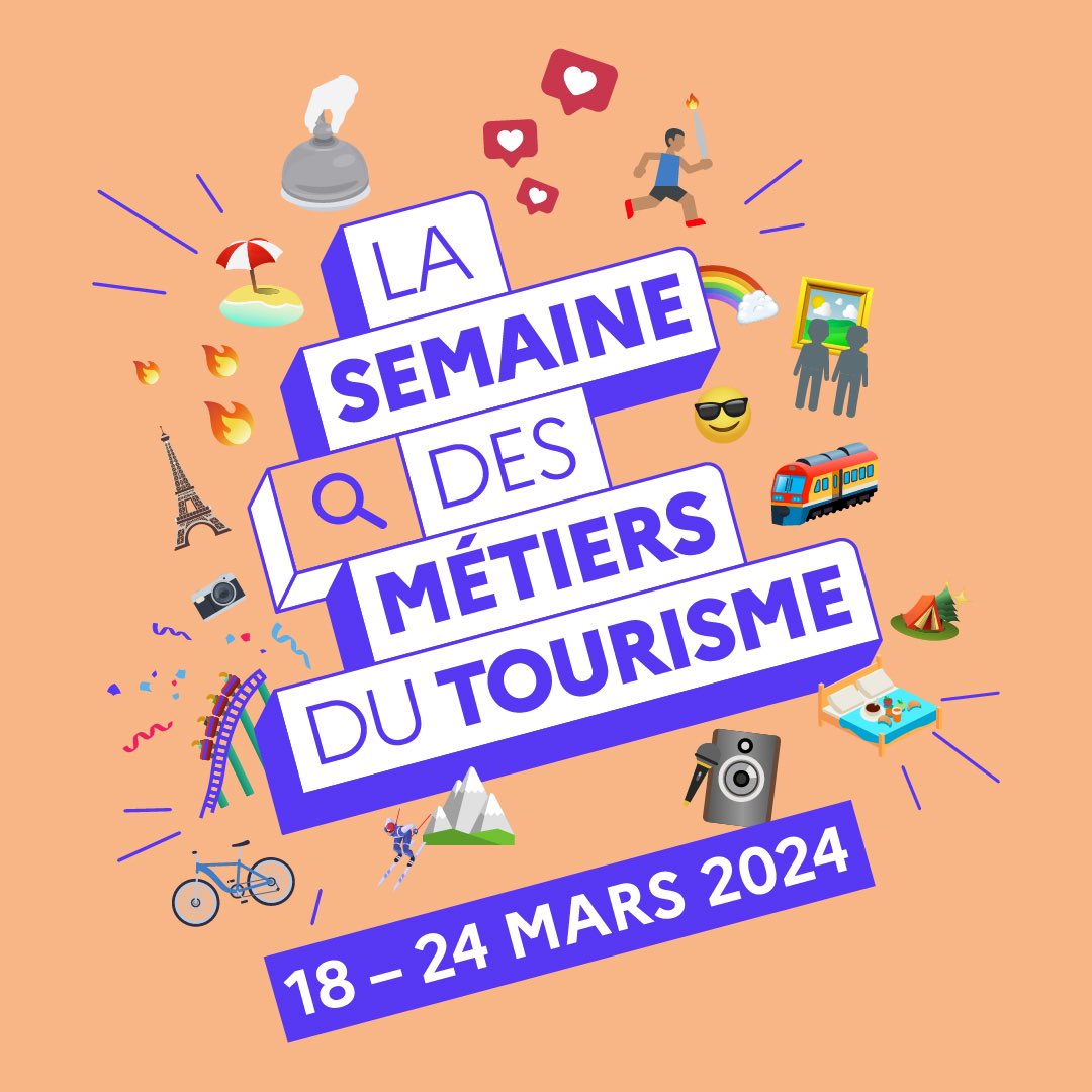 Lancement de la 2e édition de la Semaine des métiers du #tourisme #AvecFranceTravail ! 🚀

🗓️ 18 au 24 mars 2024

+ de 1 450 événements organisés par France Travail et ses partenaires sur l’ensemble du #territoire ➡️ francetravail.org/accueil/commun…

#SemaineTourisme #LeTourismeRecrute
