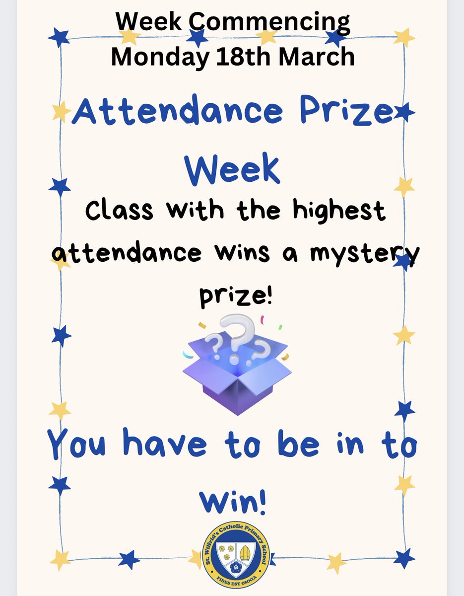 One last Attendance Prize Week before the holidays! The class with the highest attendance will choose their class treat and there will be a lucky dip for the individual 100% - er! #intowin 💜💙