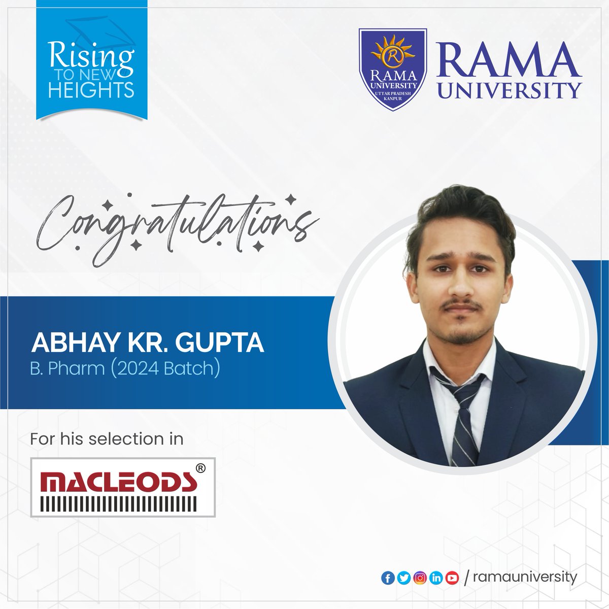 RamaUniversity's tweet image. 🎓👏 Congratulations to all talented B Pharma students of the Faculty of Pharmaceutical Sciences, Rama University, on their well-deserved placements! 🌟💼 

#Placement2024 #RamaUniversity #Kanpur #PharmacyPlacement #BPharma #FuturePharmacists #Congratulations #PharmaIndustry