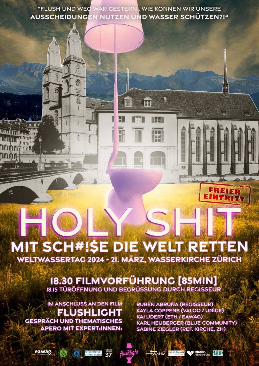 💧💩 'Holy Shit' - Vorführung des Dokumentarfilms in der Wasserkirche am 21. März 2024 zum #Weltwassertag! Nicht verpassen - Eintritt ist frei! 👉 Mehr zum Film: holyshit-derfilm.de @Sandec_Eawag #holyshit