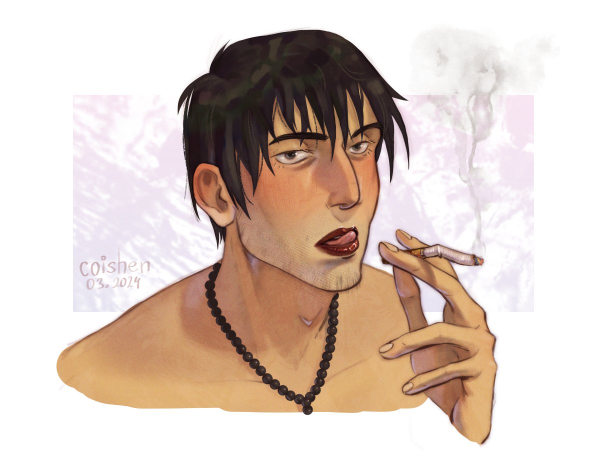 #trigun #wolfwood 
I can't help but draw characters with lipstick.