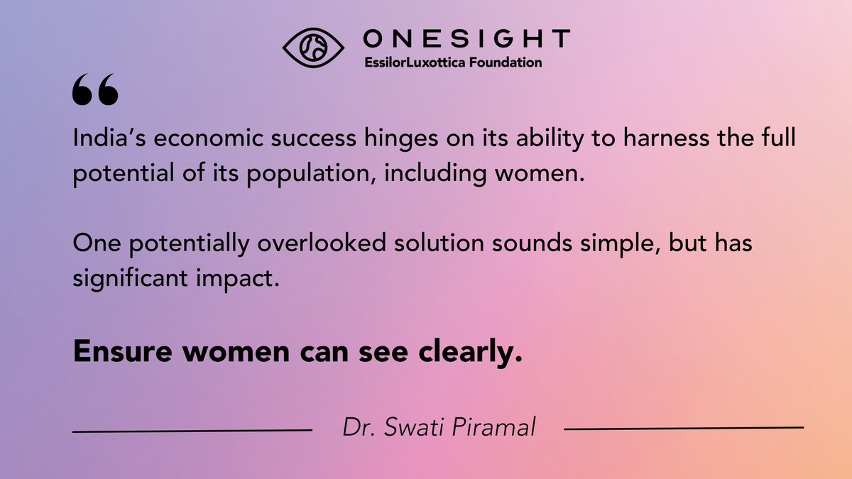 Hear from Dr Swati Piramal, Vice Chairperson of the @PiramalGroup on the transformative impact of clear vision on individual independence, social progress and in the long-term, economic growth for India. onesight.essilorluxottica.com/impact-stories… #SeeMoreBeMore #IWD #InspireInclusion
