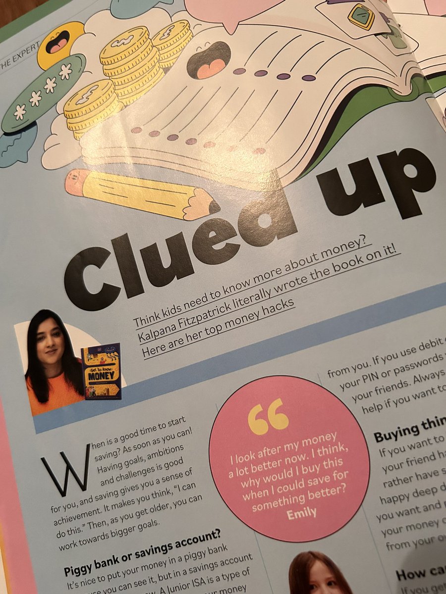 KalpanaFitz's tweet photo. Did you see the 'pocket money' guide for kids in this week's @theweekjunior with @BigIssue ? Great to be part of it and help push financial education. If you missed it, you can download it via The Big Issue  -https://t.co/Bv3T7fkvOO
#financialeducation #money https://t.co/26m5TcbVst