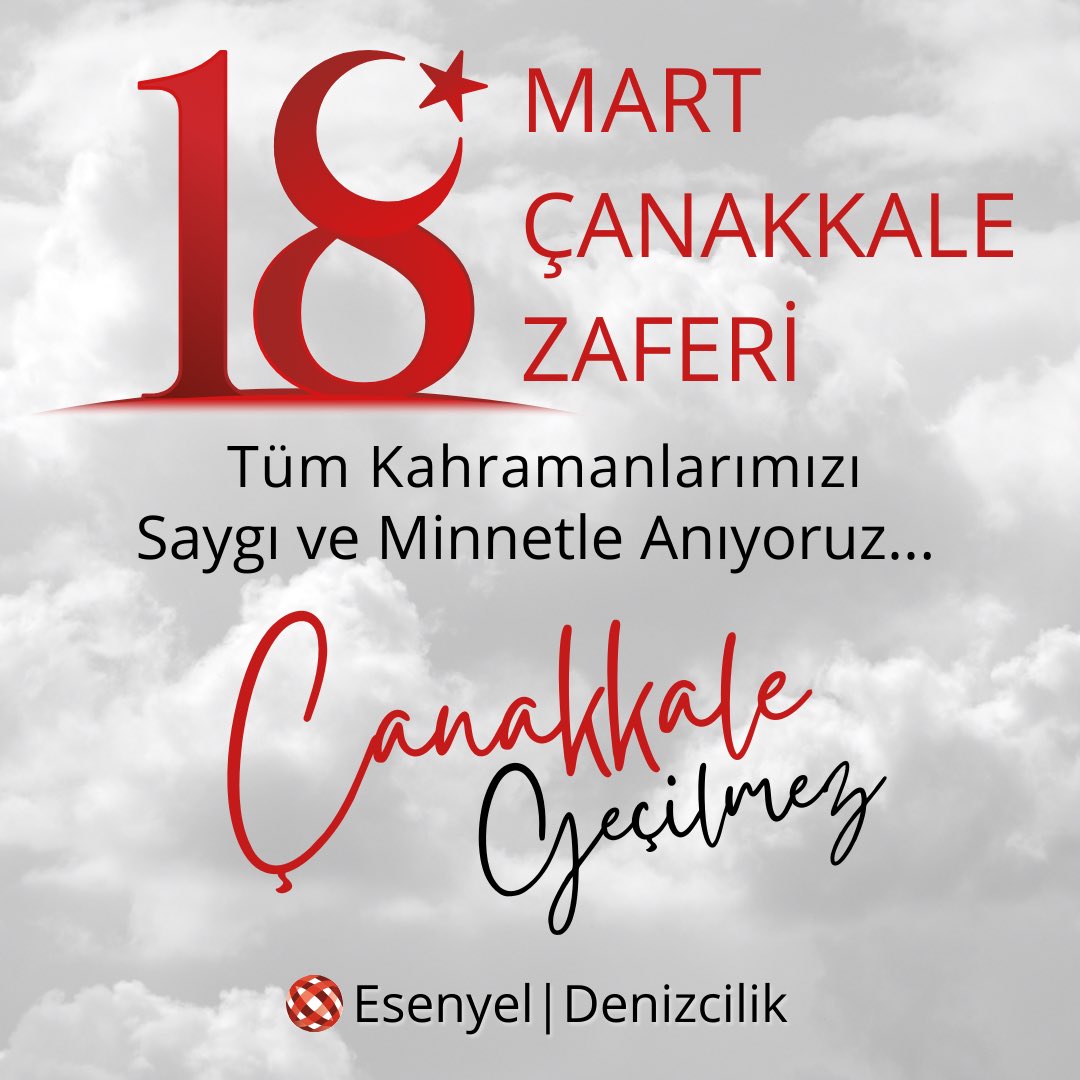 18 Mart Çanakkale Deniz Zaferi’nin 109. yıl dönümünde, o büyük destanı yazan tüm kahramanları saygı, minnet ve şükranla anıyoruz. 🙏🙏🙏

Aziz şehitlerimizin ve kahraman gazilerimizin emaneti olan bu vatanı sonsuza kadar koruyacağız.🇹🇷⚓️🇹🇷⚓️🇹🇷

#esenyeldenizcilik #18mart