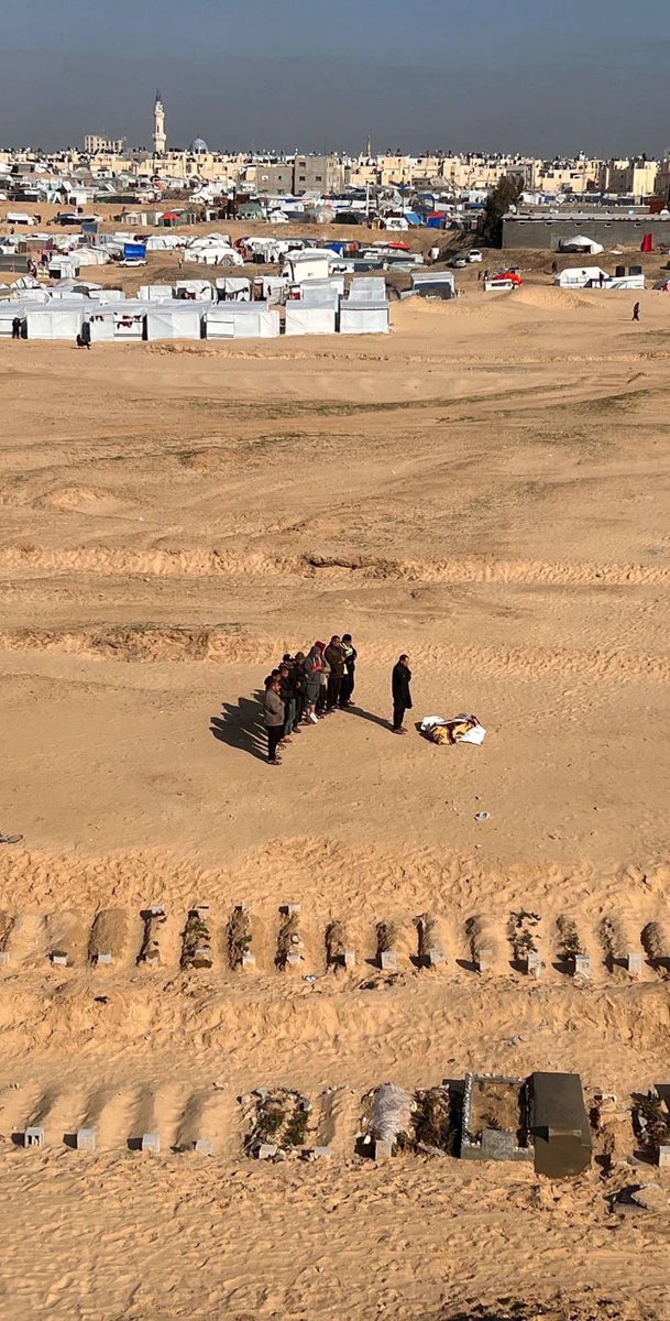 Good morning |🇵🇸

This picture summarizes the situation in Gaza.
Tents, funerals and graves .