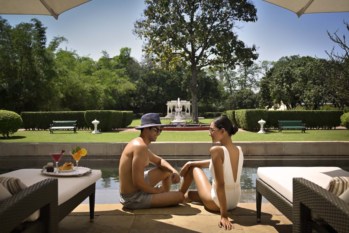 Indulge in a blissful retreat by our inviting poolside oasis, where every splash brings tranquility. Savor delectable bites, refreshing drinks, and the ultimate relaxation experience. #PoolsideSerenity #RefreshingEscape #TajNadesarPalace #Taj #Tajness #TajHotels #Varanasi