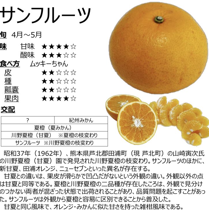 サンフルーツ（#新甘夏 #ニューセブン）。なんでツルツルになっただけ